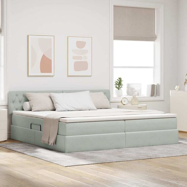 vidaXL Krevet s od storage Svijetlo siva 200 x 200 cm Bar&scaron;un