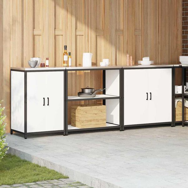 vidaXL Kuhinjski set za pohranu s policom Ostalo 3 pcs Bijelo Čelik