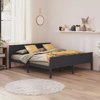 vidaXL Okvir za krevet od masivne borovine sivi 180 x 200 cm