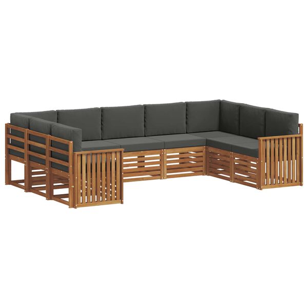 vidaXL Setovi sofa 9 pcs Prirodna i antracit Čvrsto drvo akacije