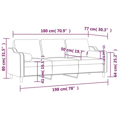 vidaXL Trosjed s ukrasnim jastucima tamnosivi 180 cm od tkanine