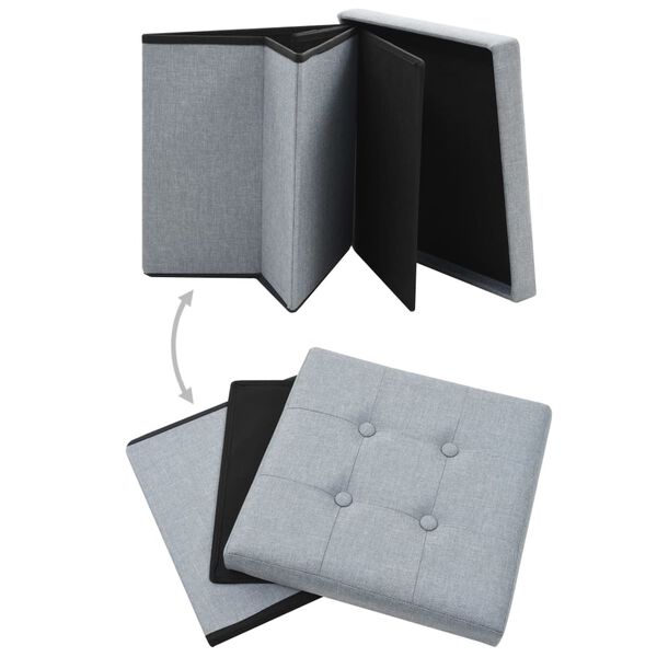 vidaXL Sklopivi tabure za pohranu od umjetnog platna svjetlosivi