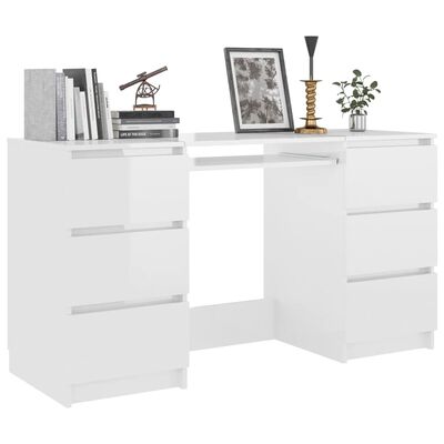 vidaXL Pisaći stol visoki sjaj bijeli 140 x 50 x 77 cm od iverice
