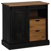 vidaXL Komoda HALDEN s kliznim vratima crna 80x40x80 cm puno drvo