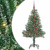 vidaXL Umjetno Božićno Drvo s Snježnim Flokom i LED Svjetlom 120 cm
