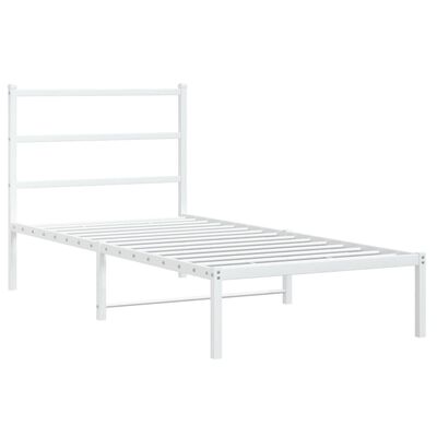 vidaXL Metalni okvir za krevet s uzglavljem bijeli 90x200 cm