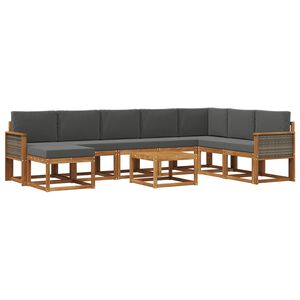 vidaXL Set vanjskih sofa 9 kom. Prirodna i antracit