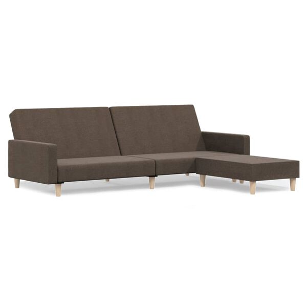 vidaXL Dvosjed na razvlačenje od tkanine s tabureom smeđe-sivi