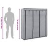 282456 vidaXL Wardrobe with Compartments and Rods Grey 150x45x175 cm Fabric
