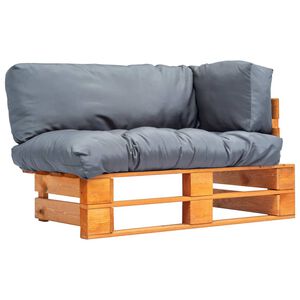 vidaXL Vrtna sofa od paleta od borovine sa sivim jastucima