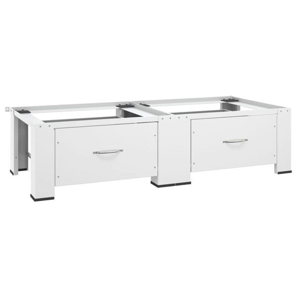 vidaXL Dvostruko postolje za perilicu/su&scaron;ilicu rublja i ladice bijelo