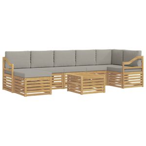 vidaXL Set vanjskih sofa 8 kom. Bijela i svjetlosiva Poliester