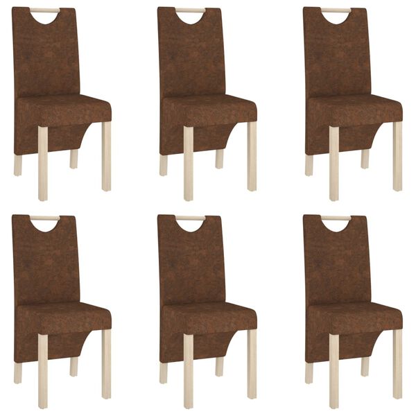 vidaXL Blagovaonske stolice od umjetne bru&scaron;ene kože 6 kom smeđe