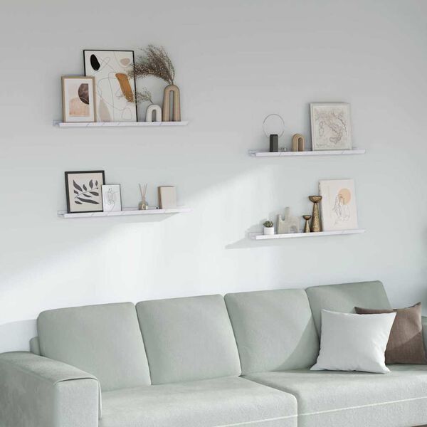 vidaXL Polica na zidu s policom 4 pcs Bijeli mramor 80 x 9 x 3 cm