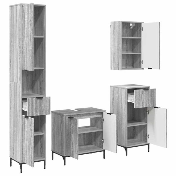 vidaXL Set namje&scaron;taja za kupaonicu Siva Sonoma Inženjersko drvo, Metal