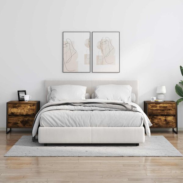 vidaXL Noćni ormarić Dimni hrast 50 x 39.5 x 50 cm Konstruirano drvo