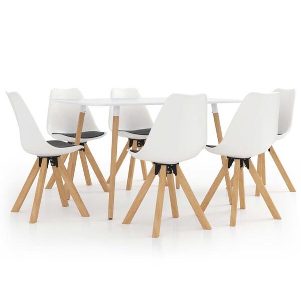 vidaXL 7-dijelni blagovaonski set bijelo-crni