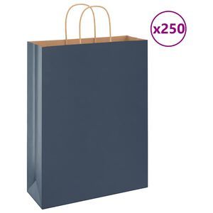vidaXL Papirnate vrećice 250 kom s ručkama plave 32x12x42 cm