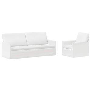 vidaXL Set sofe 2 pcs Bijela Tkanina