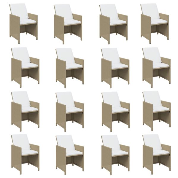 vidaXL 17-dijelni vrtni blagovaonski set od poliratana s jastucima bež