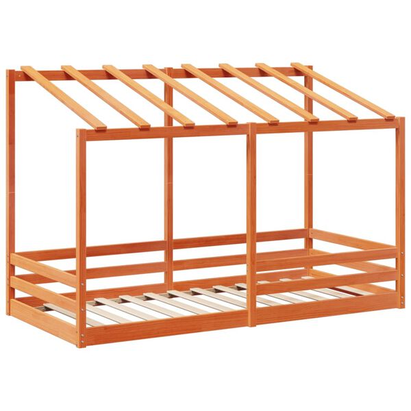 vidaXL Dječji krevet s krovom voštano smeđi 100x200 cm borovina