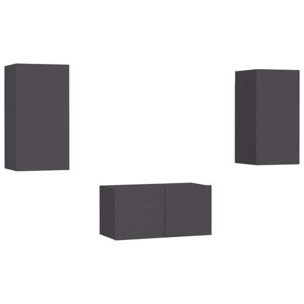 vidaXL 3-dijelni set TV ormarića sivi od konstruiranog drva