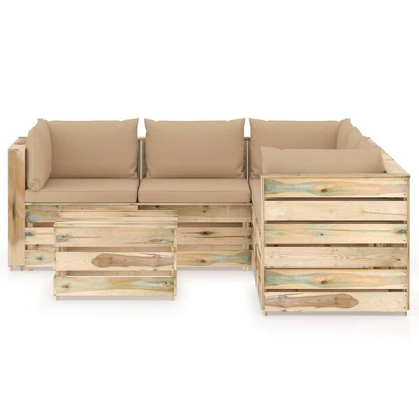 vidaXL 6-dijelna vrtna garnitura s jastucima zeleno impregnirano drvo