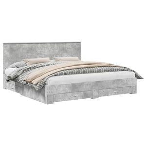 vidaXL Krevetna konstrukcija s ladicama Betonski sivi 200 x 200 cm