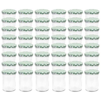 vidaXL Staklenke za džem s bijelo-zelenim poklopcima 48 kom 400 ml