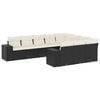 vidaXL 10-dijelni set vrtnih sofa s jastucima crni od poliratana