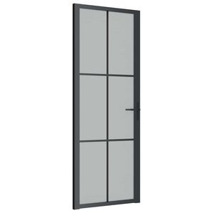 vidaXL Unutarnja vrata 76 x 201,5 cm crna od mat stakla i aluminija