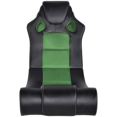vidaXL Stolica za ljuljanje s glazbom crno-zelena od umjetne kože