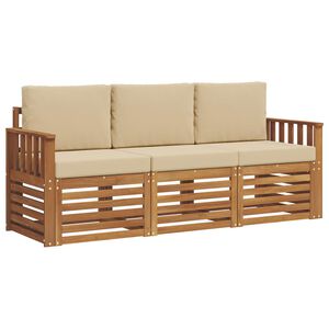 vidaXL Setovi sofa 3 kom. Prirodna i bež Čvrsto drvo akacije