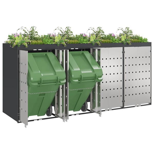 vidaXL Skladi&scaron;tenje kanti za 3 kante Antracit 340 x 77.5 x 115.5 cm