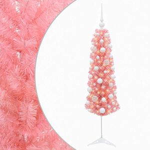 vidaXL Umjetno usko božićno drvce s kuglicom 120 cm 150 LED lampica