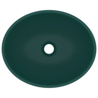 vidaXL Luksuzni ovalni umivaonik mat tamnozeleni 40 x 33 cm keramički