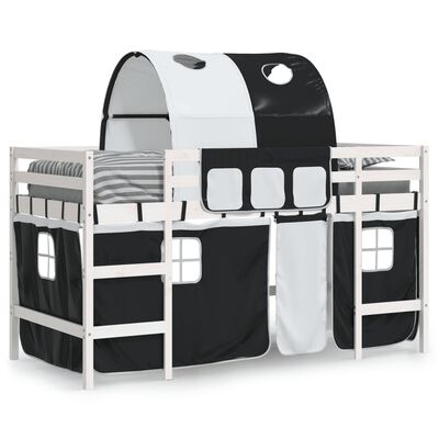 vidaXL Dječji krevet na kat s tunelom crno-bijeli 80 x 200 cm borovina