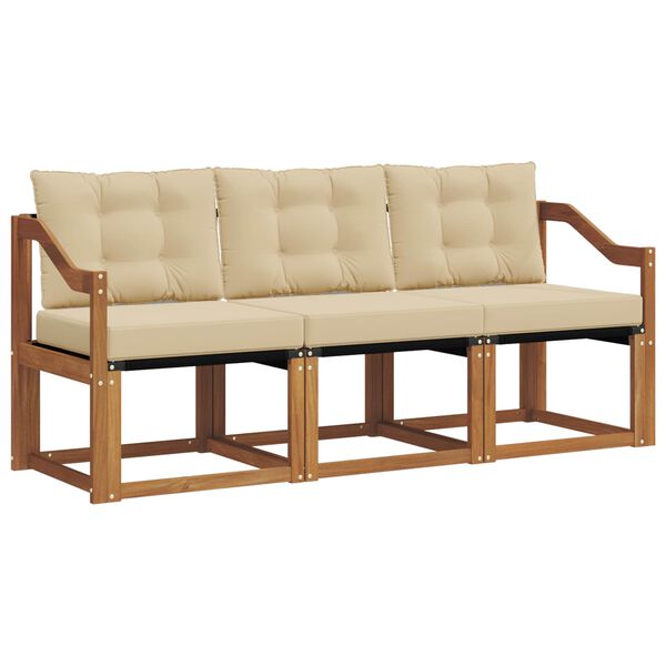 vidaXL Set vanjskih sofa s jastukom 3 pcs Prirodna i bež