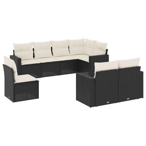 vidaXL 8-dijelni set vrtnih sofa od poliratana s jastucima crni
