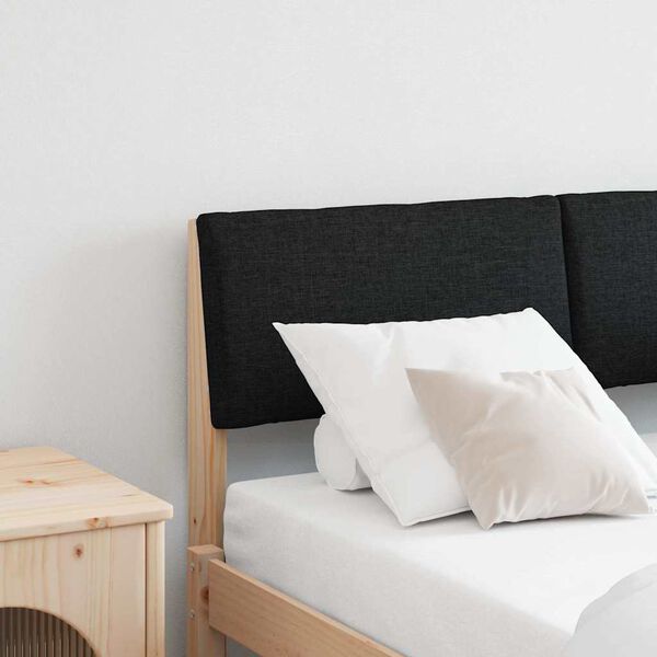 vidaXL Tapecirani uzglavlje Crna 120 cm Čvrsto borovo drvo