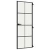 vidaXL Sobna vrata tanka crna 76 x 201,5 cm kaljeno staklo i aluminij