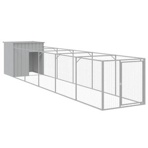 vidaXL Kućica za pse s igrali&scaron;tem svjetlosiva 110x609x110 cm čelična