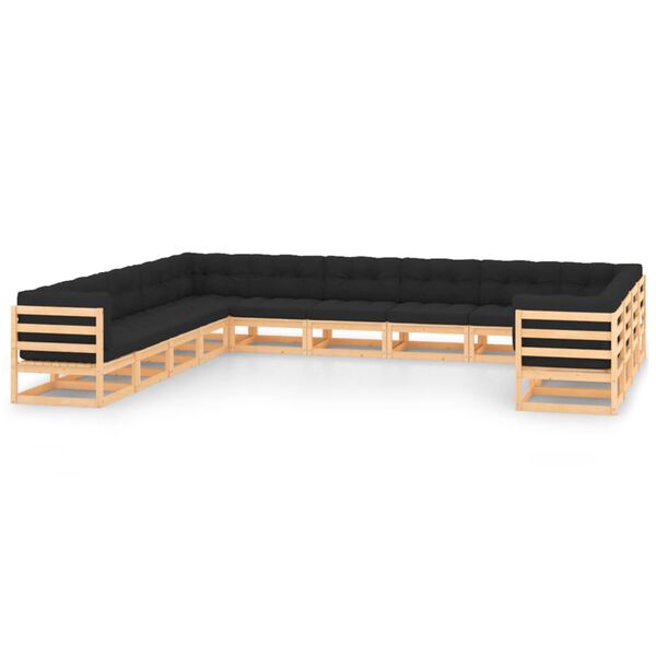 vidaXL 13-dijelna vrtna garnitura od borovine s antracit jastucima