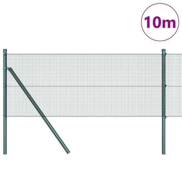 vidaXL Stup za ogradu Zelena 10 x 0,8 m (12 x 12 mm mreža) Čelik i PVC