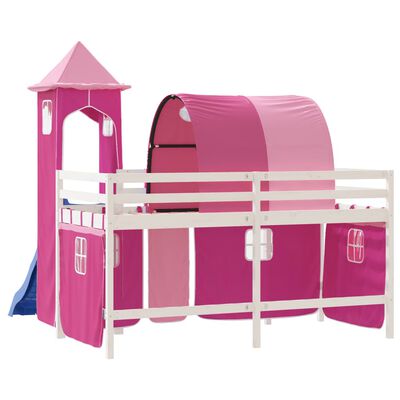 vidaXL Dječji krevet na kat s tornjem rozi 80x200 cm masivna borovina