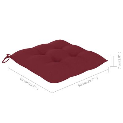 vidaXL Vrtne stolice s jastucima boje vina 6 kom od masivne tikovine