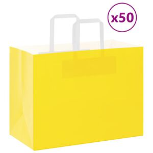 vidaXL Papirnate vrećice 50 kom s ručkama žute 32x17x25 cm