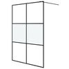 vidaXL Pregrada za tu&scaron; crna 140 x 195 cm s napola mutnim staklom ESG
