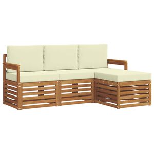 vidaXL Set vanjskih sofa s jastukom 4 pcs Prirodna i krem