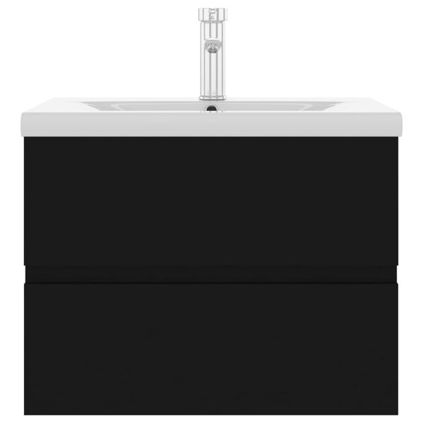 vidaXL Ormarić s ugrađenim umivaonikom crni konstruirano drvo